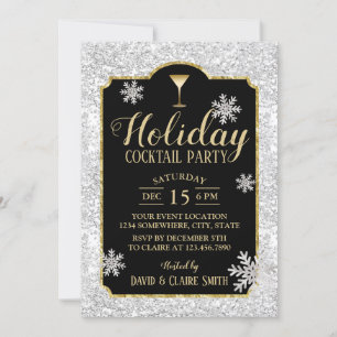 Cocktail Party Snowflakes Modernes Silber Einladung