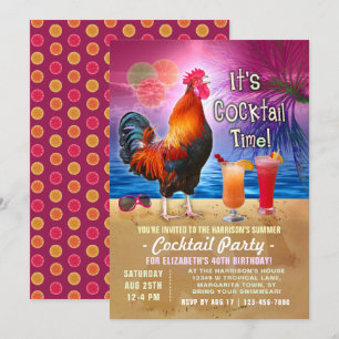 Cocktail Party Tropischer Rooster Funny Birthday Einladung