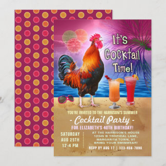Cocktail Party Tropischer Rooster Funny Birthday Einladung