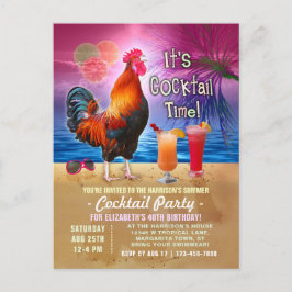 Cocktail Party Tropischer Rooster Funny Birthday Einladungspostkarte