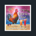 Cocktail Party Tropischer Rooster Funny Birthday Serviette<br><div class="desc">Feiern Sie Ihren Sommergeburtstag oder eine andere Veranstaltung mit diesem einzigartigen, humorvollen Cocktail-Party-Design. Dieses lustige Design ist perfekt für jedes tropische Party, egal ob es sich um einen Tag am Pool, am Strand oder sogar an der Hühnerkuppe handelt. Schließlich ist es COCKtail Zeit! Ein Hahn bläst neben einigen bunten Cocktails...</div>