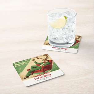 Cocktail-Party Vintage Lustig Retro Weihnachtsfeie Rechteckiger Pappuntersetzer