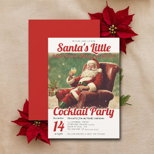 Cocktail-Party Vintage-Weihnachtsmann Lustige Weih Einladung