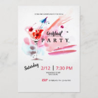 Cocktail Party Wasserfarben Einladung