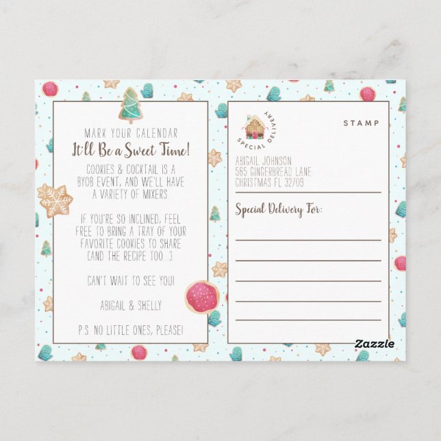 Cocktail Party Weihnachtskost Einladung Postkarte (Rückseite)