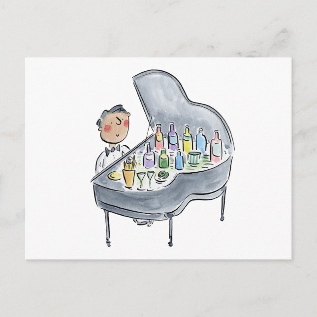 Cocktail Pianist Postkarte (Vorderseite)