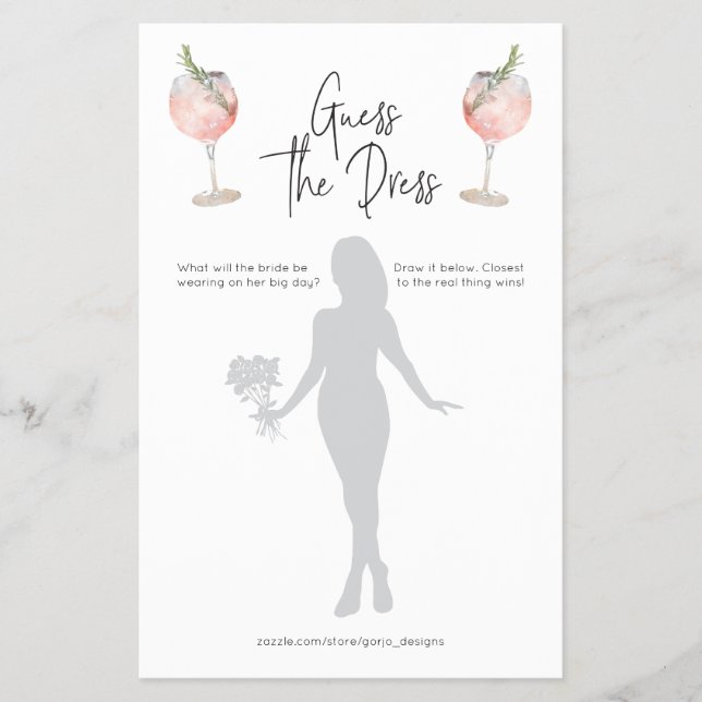 Cocktail Raten Sie das Dress Brautparty Game Flyer (Vorne)