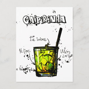 Cocktail Recipe Caipirinia Postkarte