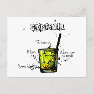 Cocktail Recipe Caipirinia Postkarte