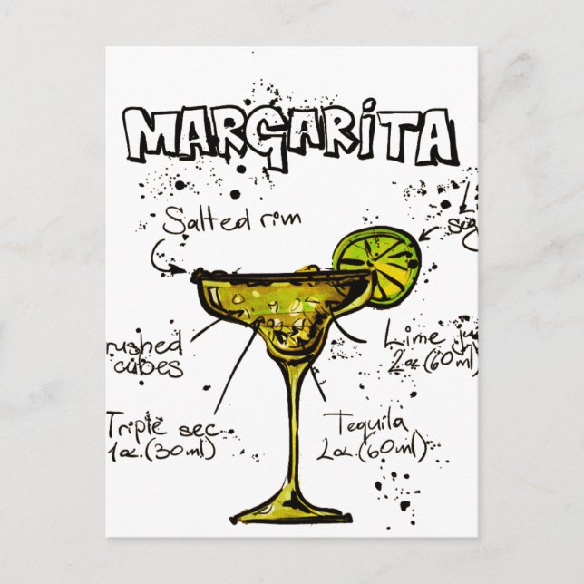 Cocktail Recipe Margarita Postkarte (Vorderseite)
