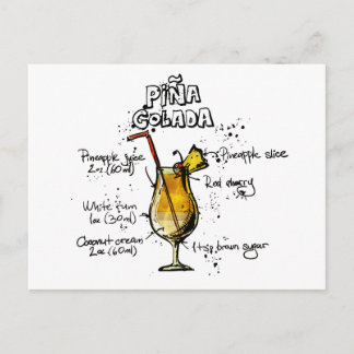 Cocktail Recipe Pina Colada Postkarte