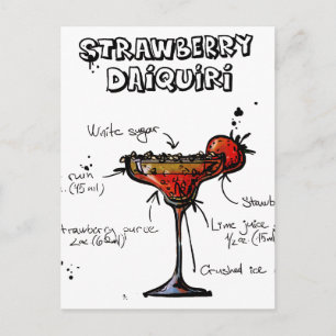 Cocktail Recipe Strawbeery Daiquiri Postkarte