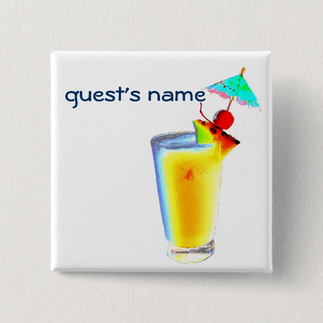 Cocktail-Regenschirm trinkt NamensAbzeichen Button (Vorderseite)