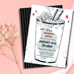 Cocktail Retro Drink Thema 50. Überraschung Geburt Einladung