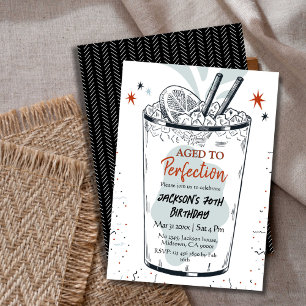 Cocktail Retro Drink Thema einfach 70. Geburtstag Einladung