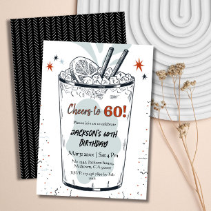 Cocktail Retro Drink Thema stilvoll 60. Geburtstag Einladung