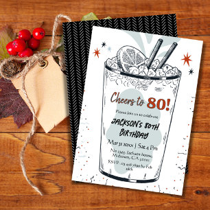 Cocktail Retro-Drink Thema stilvoll 80. Geburtstag Einladung