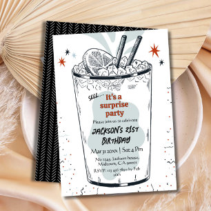 Cocktail Retro Drink themed 21. Überraschung Gebur Einladung