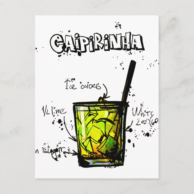 Cocktail-Rezept Caipirinia Postkarte (Vorderseite)