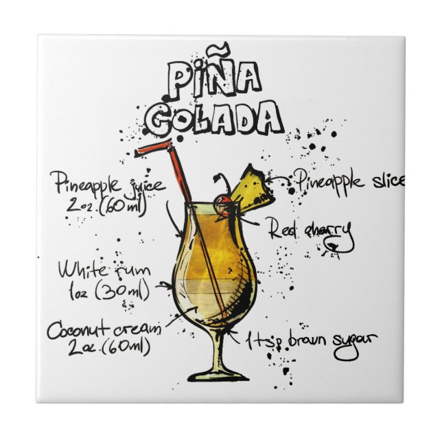 Cocktail-Rezept Pina Colada Fliese (Vorderseite)