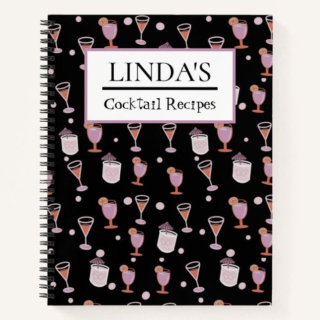 Cocktail Rezept Trendy Black Notizbuch (Vorderseite)
