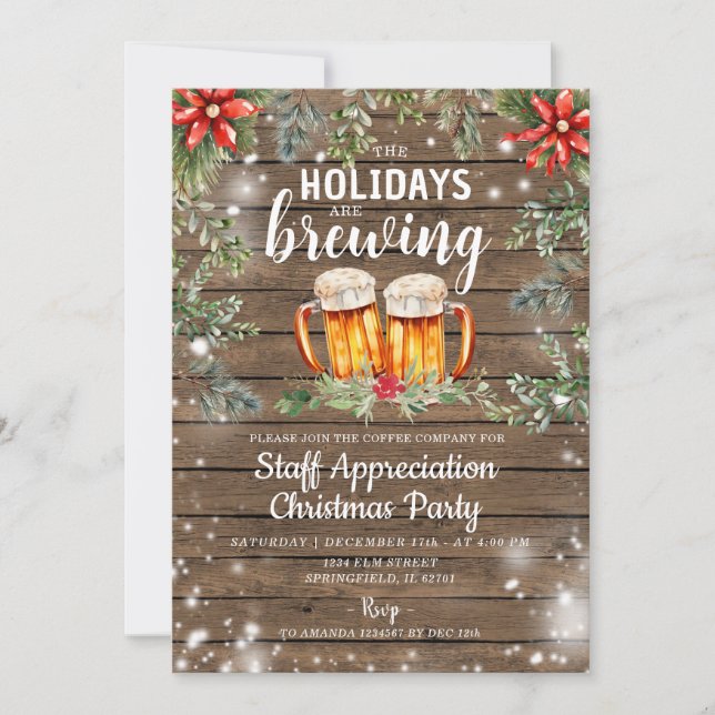 Cocktail Rustic Wohn Weihnachtsmannschaft Feiertag Einladung (Vorderseite)