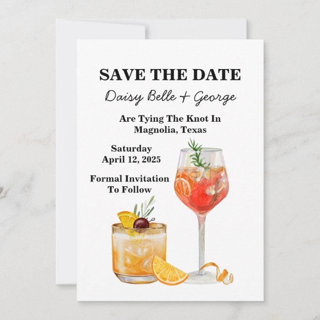 Cocktail Save the Date Verlobung Einladung (Vorderseite)
