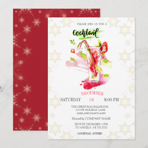 Cocktail-Schneeflocken-Weihnachtsfeier Einladung