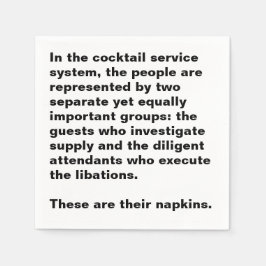 Cocktail service system cocktail napkin serviette