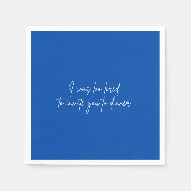 Cocktail Serviette lustiges blaues Skript-Party (Vorderseite)