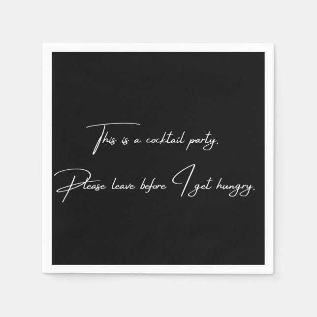 Cocktail Serviette lustiges schwarzes Party (Vorderseite)