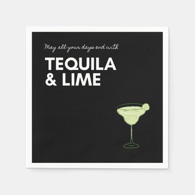 Cocktail Serviette Margarita lustiges schwarzes Pa (Vorderseite)