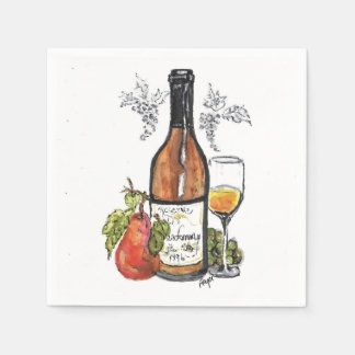 Cocktail-Servietten, Wein - original Aquarell Serviette