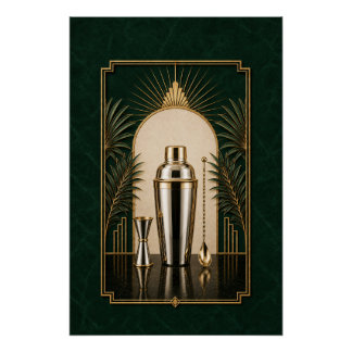 Cocktail-Shaker-Art-Deco-Plakat | Bar-Kunst Poster
