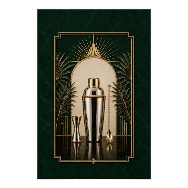 Cocktail-Shaker-Art-Deco-Plakat | Bar-Kunst Poster (Vorderseite)