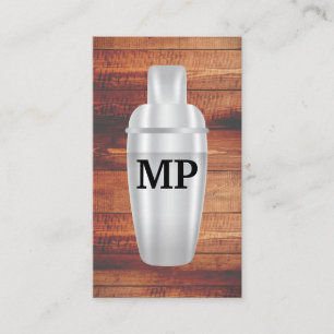 Cocktail Shaker   Holzplatten Visitenkarte