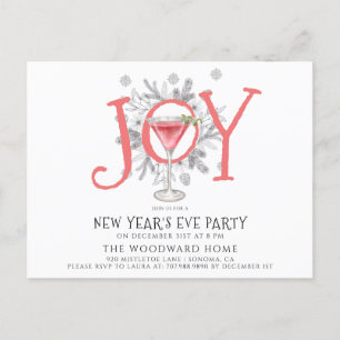 Cocktail Silvester Party Einladung Postkarte