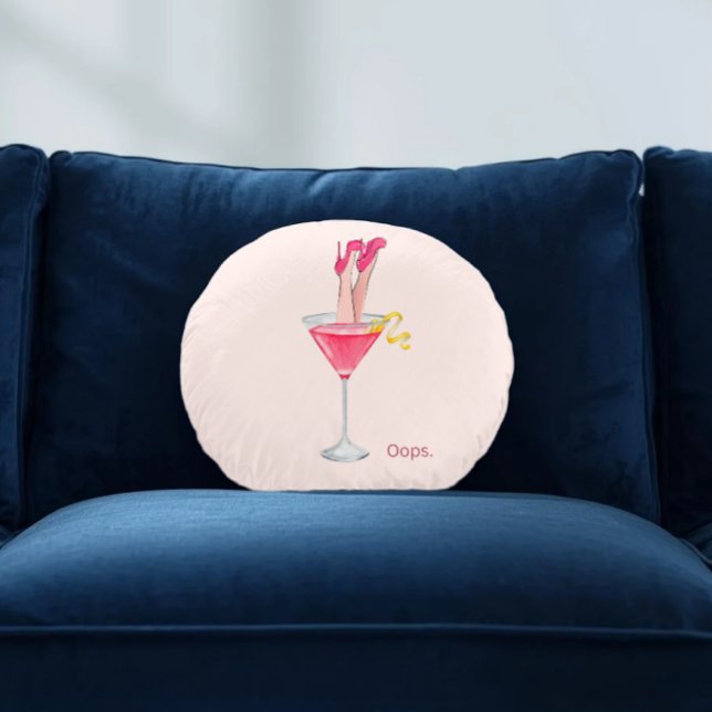 Cocktail-Spaß für Frauen, Illustration zu Rosa Dri Rundes Kissen (Von Creator hochgeladen)