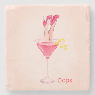 Cocktail Spaß Illustration, Rosa Bar, Girly Steinuntersetzer