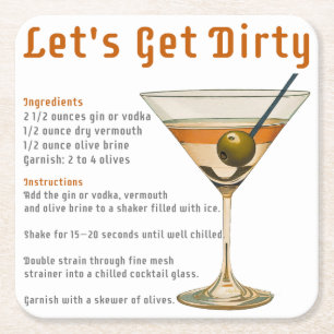 Cocktail-Stunde: Let's Get Dirty Martini-Rezept Rechteckiger Pappuntersetzer
