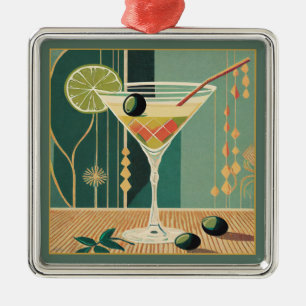 Cocktail-Stunde Martini Mid-Century-Design Ornament Aus Metall