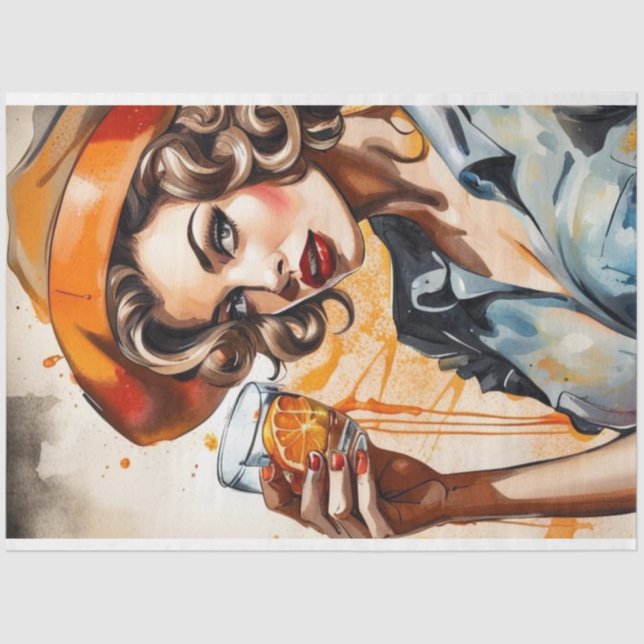 Cocktail-Süssen - altmodische Schönheitsdekoupage Seidenpapier (Vorderseite)