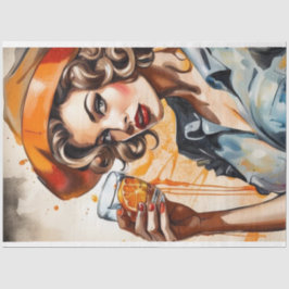 Cocktail-Süssen - altmodische Schönheitsdekoupage Seidenpapier