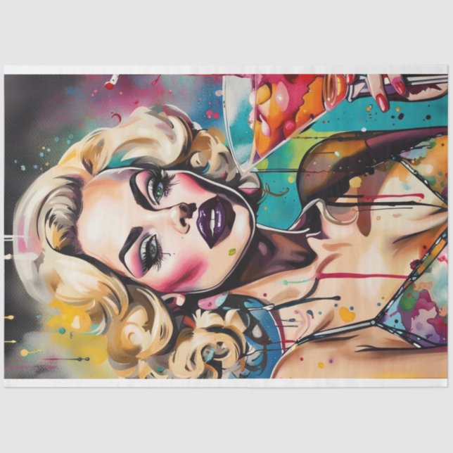 Cocktail-Süssen - Cosmo-Wasserfarben-Decoupage Seidenpapier (Vorderseite)