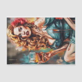 Cocktail-Süssen - Whiskey-Frau Dekoupage Seidenpapier