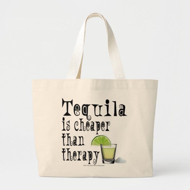 COCKTAIL-TASCHE, TEQUILA IST KÜHLER ALS THERAPIE JUMBO STOFFBEUTEL (Vorne)