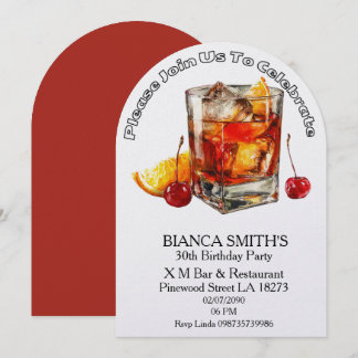 Cocktail Theme Adult Birthday   Einladung