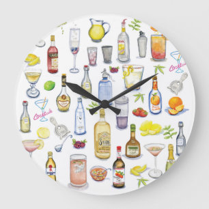 Cocktail-Uhr Große Wanduhr