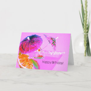 Cocktail umbrellas happy birthday card karte