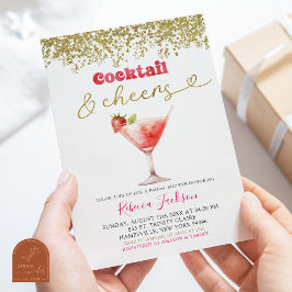 Cocktail und Chef Pink Gold Brautparty Einladung